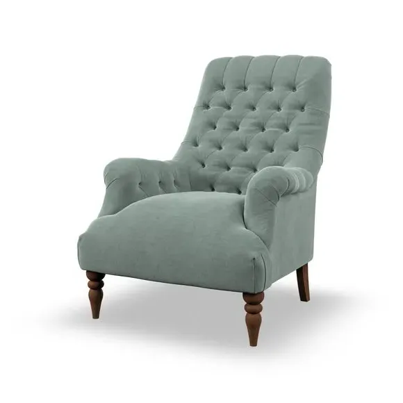 Buttoned Armchair - Green, Velvet