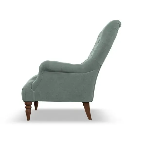 Buttoned Armchair - Green, Velvet