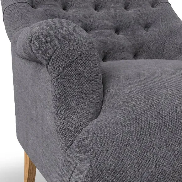 Buttoned Armchair - Grey, Chenille