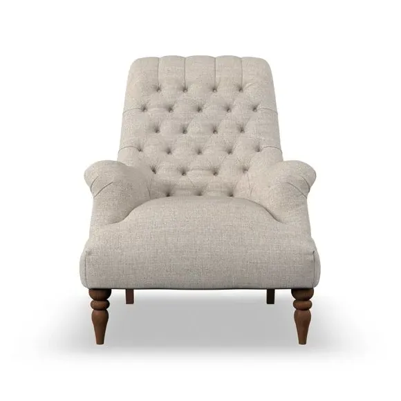 Buttoned Armchair - Natural, Fabric