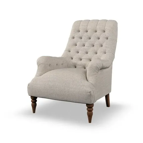 Buttoned Armchair - Natural, Fabric