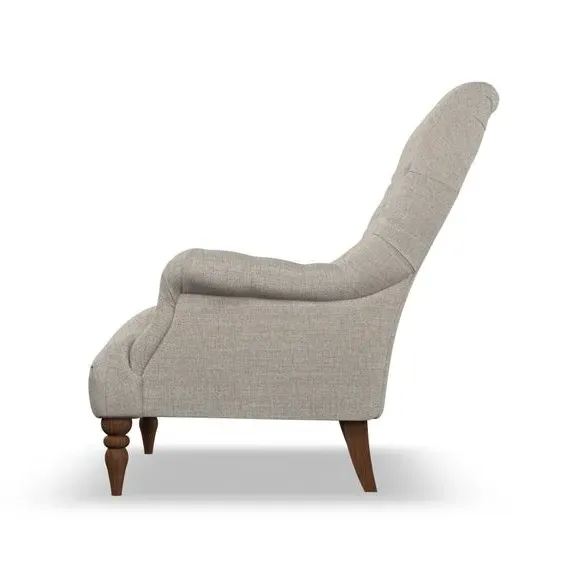 Buttoned Armchair - Natural, Fabric