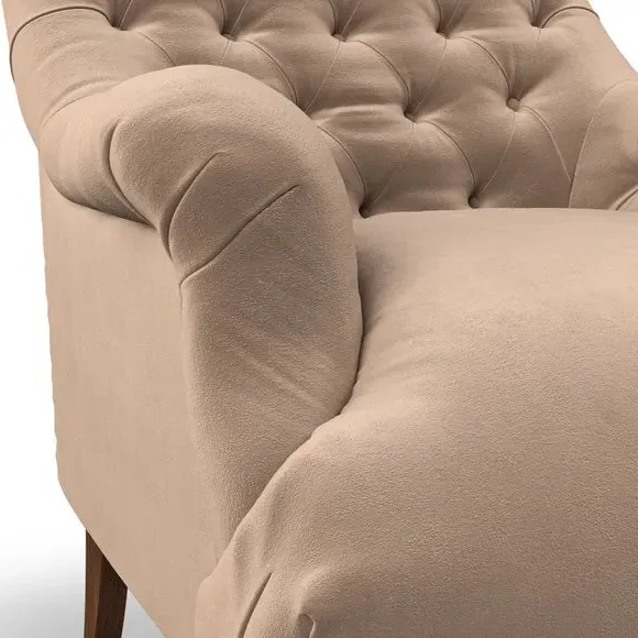 Buttoned Armchair - Taupe, Velvet