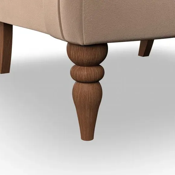 Buttoned Armchair - Taupe, Velvet