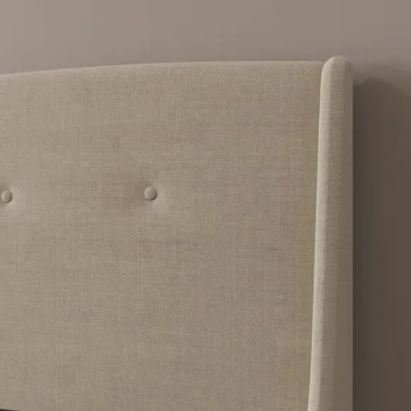 Buttoned Bed Frame - Natural, Woven Fabric