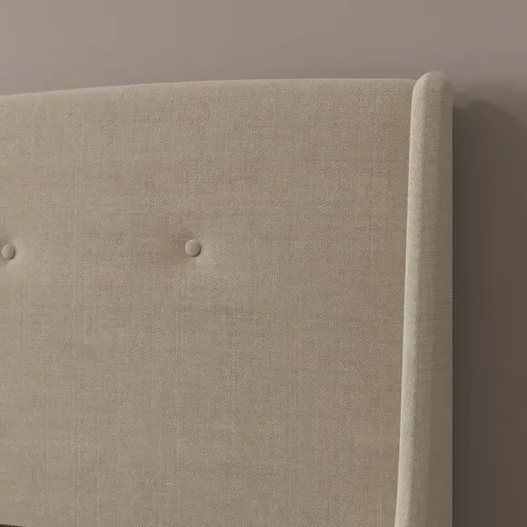 Buttoned Bed Frame - Natural, Woven Fabric