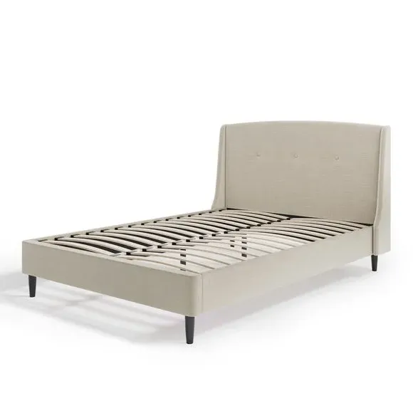 Buttoned Bed Frame - Natural, Woven Fabric