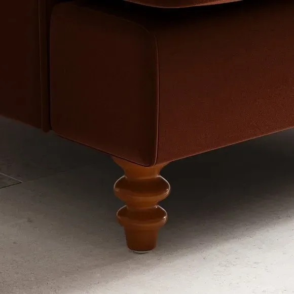 Buttoned Snuggle Chair - Orange, Velvet