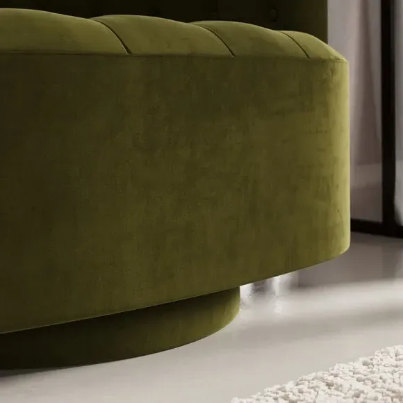 Buttoned Swivel Chair - Olive, Fabric