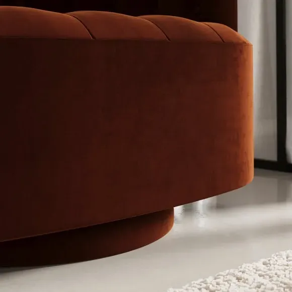 Buttoned Swivel Chair - Orange, Fabric