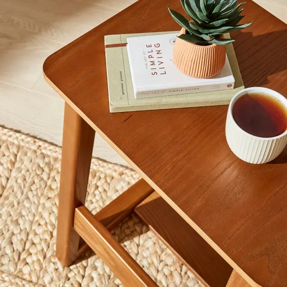 C-Shaped Sofa Side Table - Dark Wood, Ash