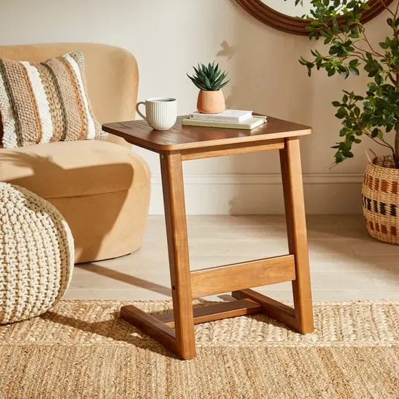 C-Shaped Sofa Side Table - Dark Wood, Ash image