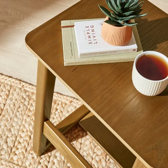 C-Shaped Sofa Side Table - Mid Oak, Ash