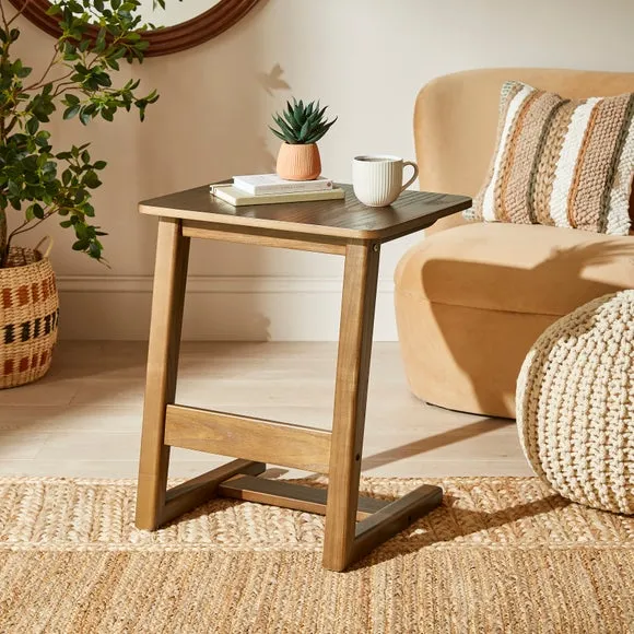 C-Shaped Sofa Side Table - Mid Oak, Ash