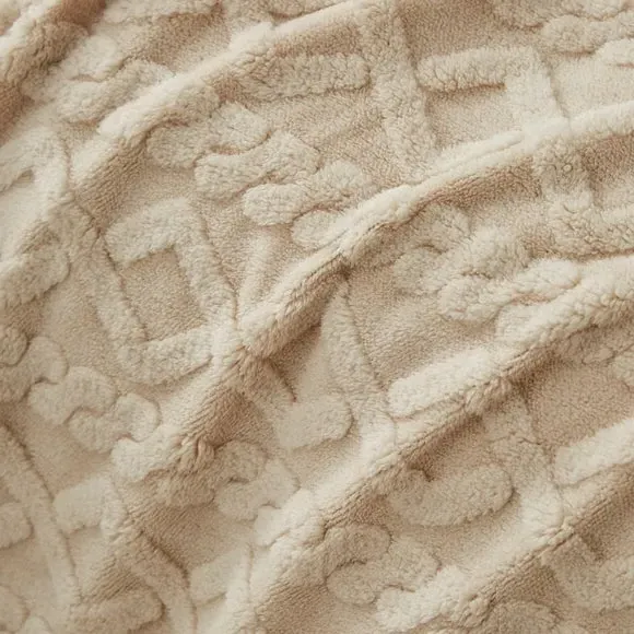Cable Knit Duvet Cover Set - Cream, Sherpa