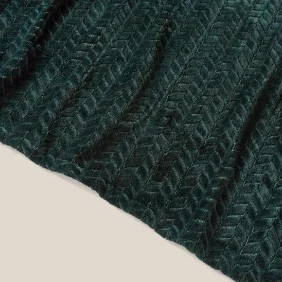 Cable Knit Electric Throw - Bottle Green, Fleece