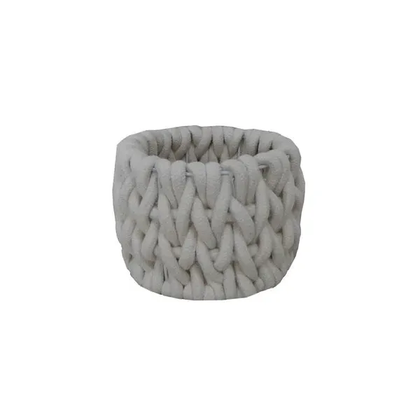 Cable Knit Storage Basket - Cream, Cotton Rope