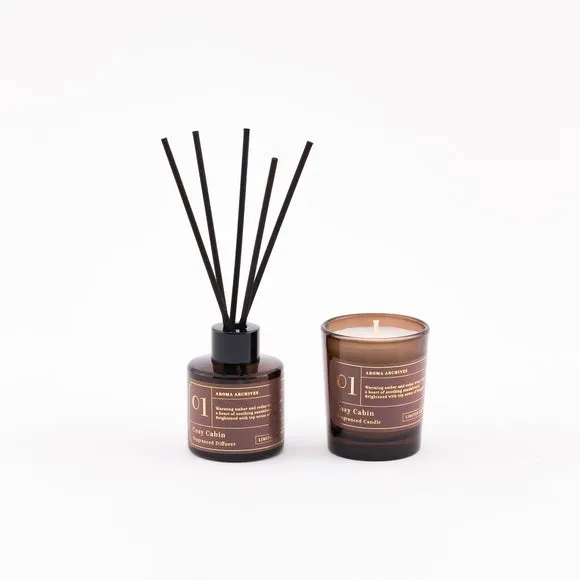 Candle & Diffuser Gift Set - Brown, Glass