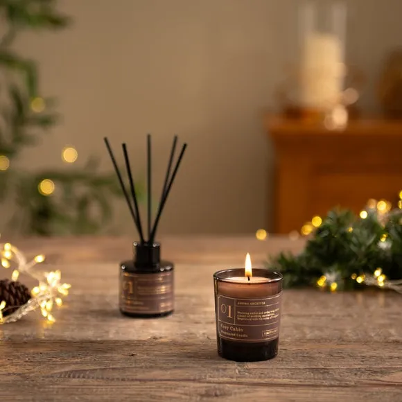 Candle & Diffuser Gift Set - Brown, Glass
