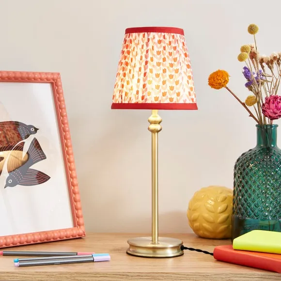 Candlestick Table Lamp - Red, Brass image