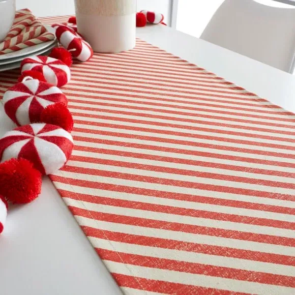 Candy Cane Table Runner - Red, Cotton