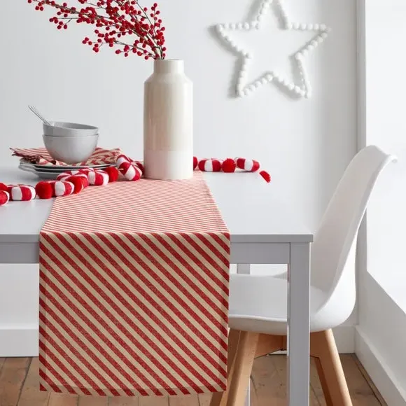 Candy Cane Table Runner - Red, Cotton image