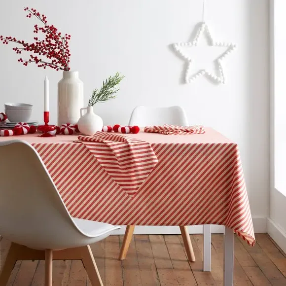 Candy Cane Tablecloth - Red, Cotton image