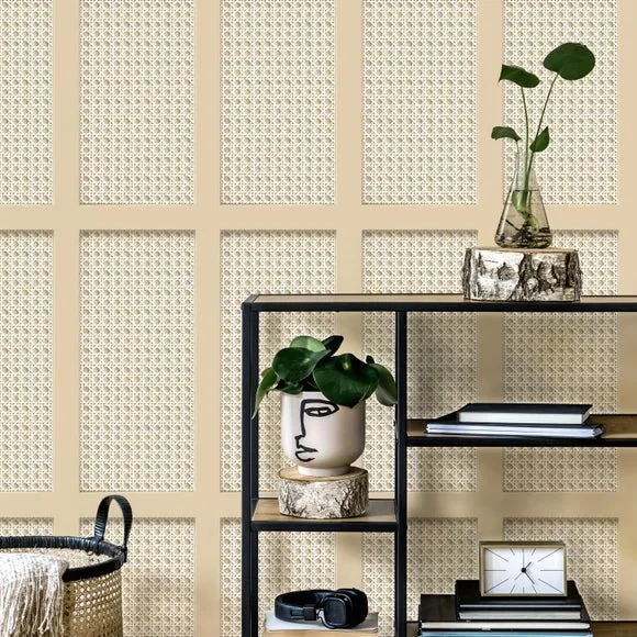 Cane Panel Wallpaper 3D Effect - Natural