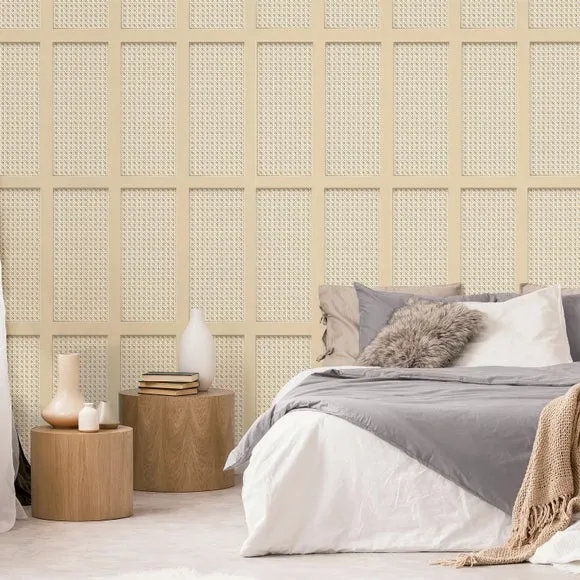 Cane Panel Wallpaper 3D Effect - Natural