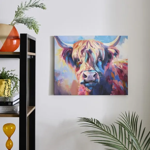 Canvas Wall Art with Cow Design - Multicolor image
