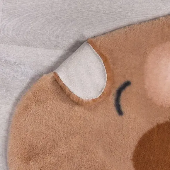 Capybara Shaped Rug - Brown, Faux Fur