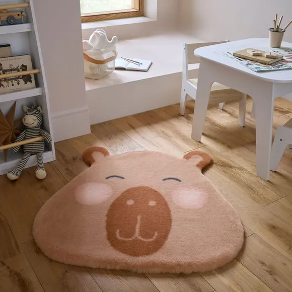 Capybara Shaped Rug - Brown, Faux Fur image