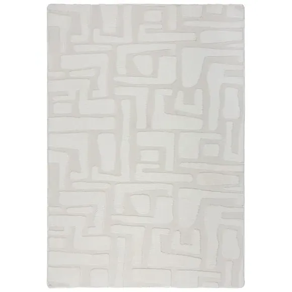Carved Rug with High-Low Pile - Ivory, Boucle