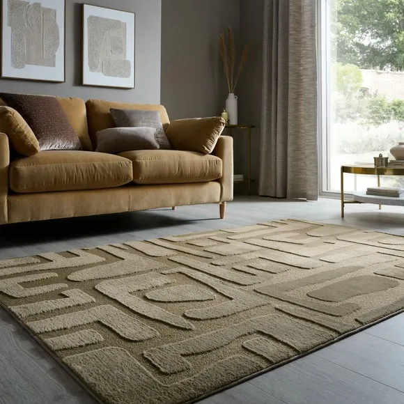 Carved Rug with High-Low Pile - Pebble, Boucle