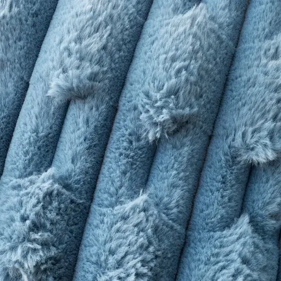 Carved Throw Blanket with Texture - Blue, Faux Fur