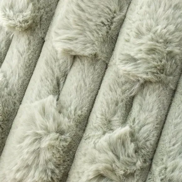 Carved Throw Blanket with Texture - Sage, Faux Fur