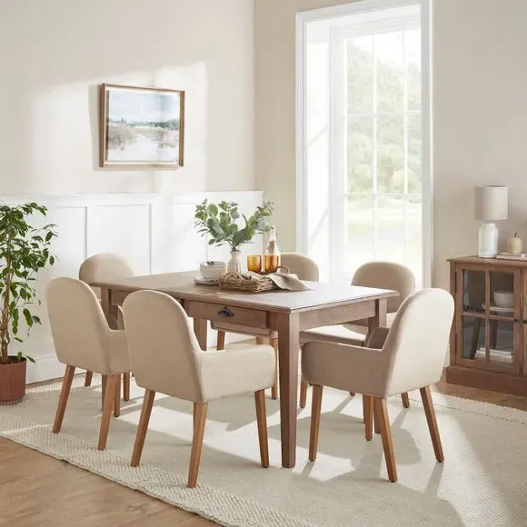 Carver Dining Chair with Arms - Natural, Fabric