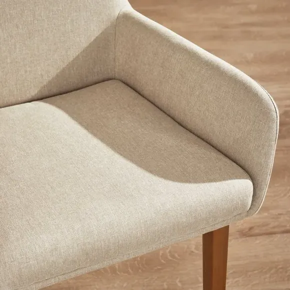 Carver Dining Chair with Arms - Natural, Fabric