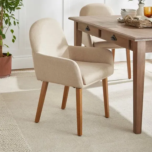 Carver Dining Chair with Arms - Natural, Fabric image