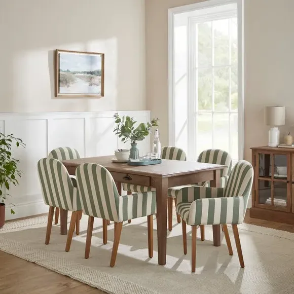 Carver Dining Chair with Arms - Olive, Fabric