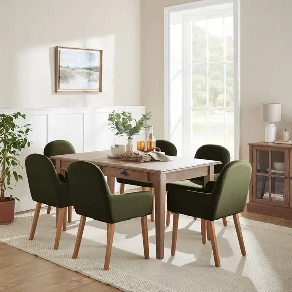 Carver Dining Chair with Arms - Olive, Fabric