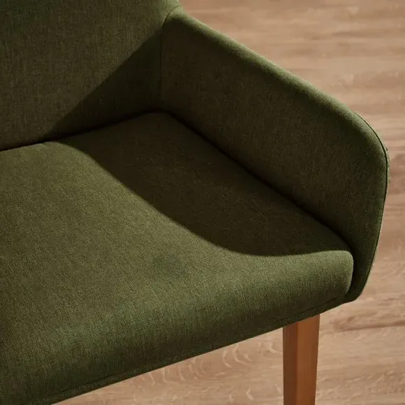 Carver Dining Chair with Arms - Olive, Fabric