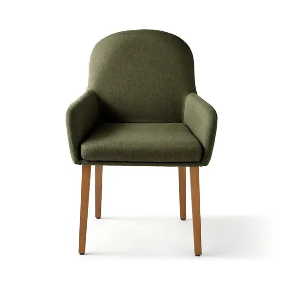 Carver Dining Chair with Arms - Olive, Fabric