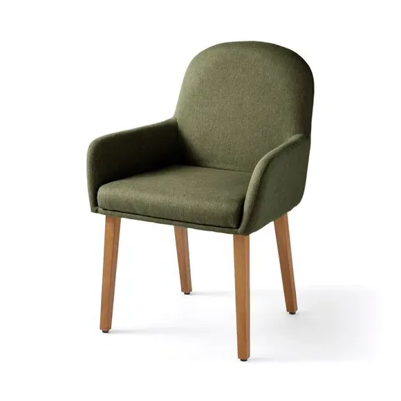 Carver Dining Chair with Arms - Olive, Fabric