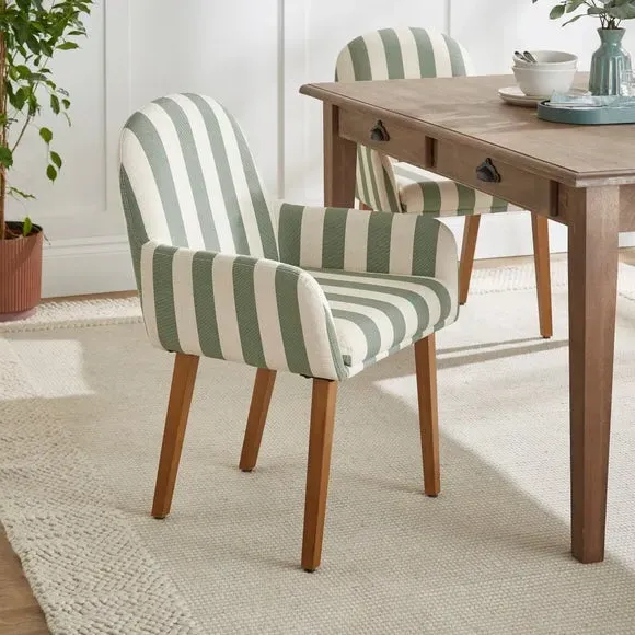 Carver Dining Chair with Arms - Olive, Fabric image