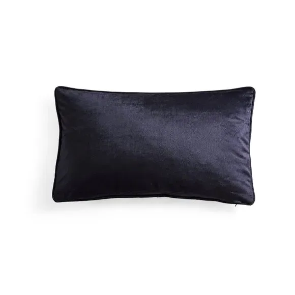 Cat Cushion with Embroidery - Black, Velvet