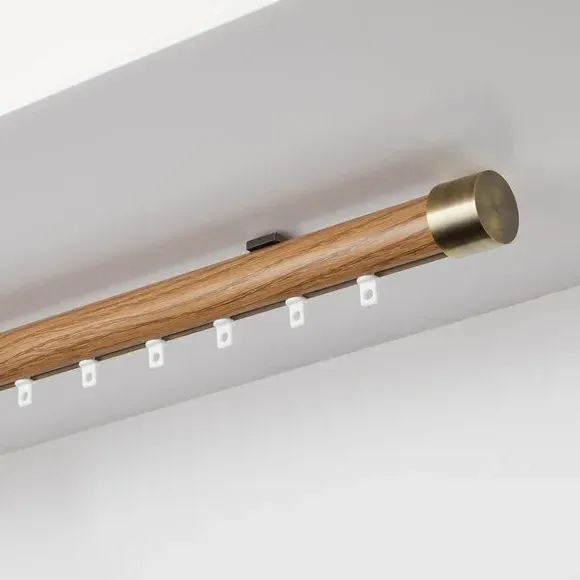 Ceiling Fix Curtain Track - Light Oak, Aluminium image