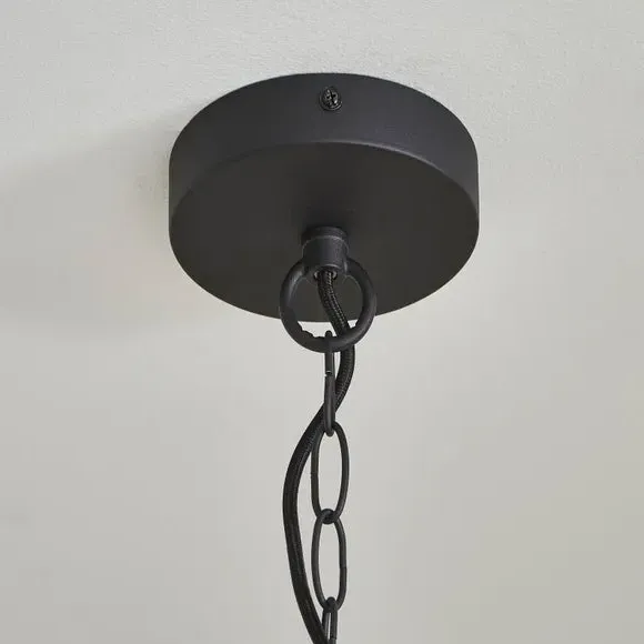 Ceiling Light with Leaf Design - Black, Metal