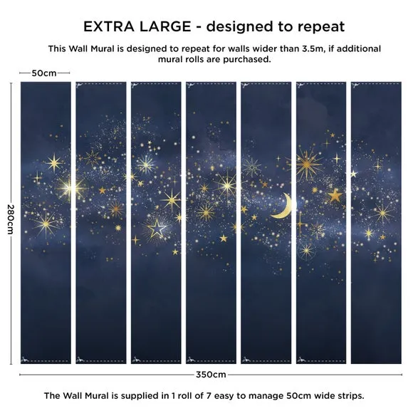 Celestial Wall Mural with Matt Finish - Blue