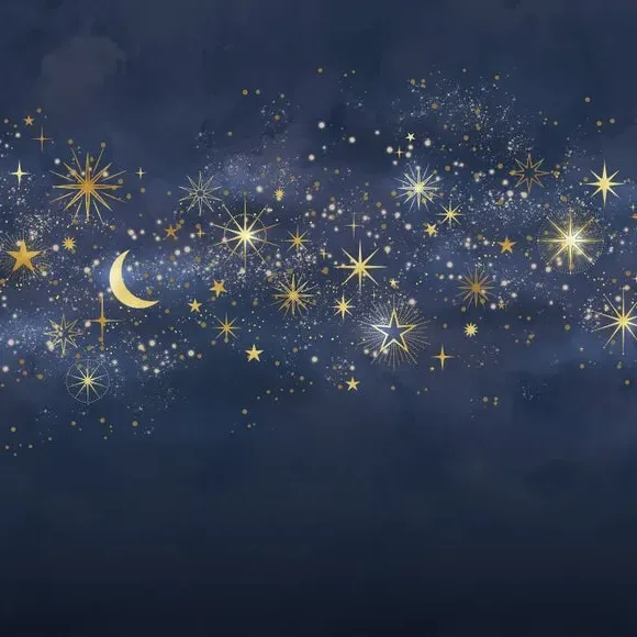 Celestial Wall Mural with Matt Finish - Blue